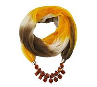Asudaro Damen Tücher Schmuck Schal Halskette Halstücher Bekleidung Chiffon Schals Sonnenschutz Elegante Schal Wrap Pashminas mit Halskette Schmuck für den Sommer Herbst braun gelb