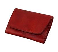 Asudaro Multifunktionale Geldbörse aus Leder, Kreditkartenetui Vintage Portemonnaie Geldbeutel mit Schnallenverschluss Herrenbrieftasche für Platzerlaubnis Identität Karten Rechnung Währung,Weinrot