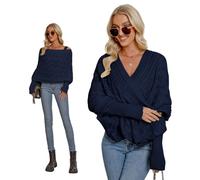 Asudaro Strickschal Mit Ärmeln Damen Winter Pulloverschal Wickelpullover Gestrickter Multifunktionaler Zopfmusterschal Mode Poncho Schal Cape Schal Stola Einfarbig Wrap Scarf
