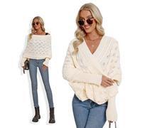 Asudaro Strickschal Mit Ärmeln Damen Winter Pulloverschal Wickelpullover Gestrickter Multifunktionaler Zopfmusterschal Mode Poncho Schal Cape Schal Stola Einfarbig Wrap Scarf