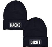 ASVP Shop Hacke Dicht - 2er-Pack Beanies - Lustige Schwarz-Weiß Mützen für Fasching & Party, Unisex, One-Size