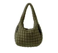 ASWACA Gesteppte Puffer-Umhängetasche für Frauen mit Polsterung, Schultertasche, Puffy, Hobo-Bag, Trendige Tote Bag, Grün (Army Green), Large