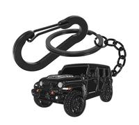 Asweir Auto Schlüsselanhänger kompatibel mit Jeep Wrangler Zubehör, Edelstahl Schlüsselanhänger Zubehör für Dekoration oder Geschenk, Schwarz, 2.1x1.2x0.08