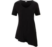 Longshirt BONPRIX, Damen, Gr. 52/54 (XXL), schwarz, Obermaterial: 50% Baumwolle, 50% Viskose, bequem, Shirts Longshirt, bequeme Passform, asymmetrischer Saum, mit Seitenschlitz, Kurzarm (42854111-52)