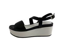 Asymmetrische Sandalen aus Leder, Schwarz , 40 EU