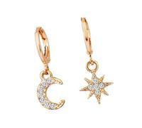 Asymmetrische Zirkonia-Ohrringe, Stern-Design, leichte Creolen für Damen, Abendparty, Zirkonia, Stern-Ohrringe, asymmetrischer Kreolenschmuck, leicht, für Damen, Mädchen, Party, Hochzeit, One Size
