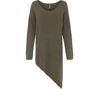 Strickpullover BONPRIX "Asymmetrischer Pullover", Damen, Gr. 48/50 (XL), grün (dunkeloliv), Obermaterial: 48% Baumwolle, 31% Polyacryl, 18% Polyamid, 3% Elasthan, oversize, Pullover Strickpullover, au