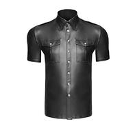 AT Herren Wetlook-Shirt H011 T-Shirt Männer Shirt mit Knopfleiste Hemd aus Wetlook-Material in schwarz von Noir Handmade Dessous, Gr.S bis 10XL (XL=7)