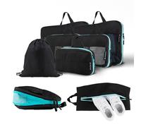 Atacama Premium Kompressions-Packwürfel-Set: Reißverschluss & Dual-Taschen, Packtaschen mit Kompression für Rucksack & Koffer - Schwarz Set of 8