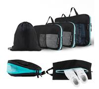 Atacama Premium Kompressions-Packwürfel-Set: Reißverschluss & Dual-Taschen, Packtaschen mit Kompression für Rucksack & Koffer - Schwarz Set of 6