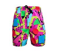 ATAMET 80er-Jahre-Shorts für Herren, 90er-Jahre-Badeshorts, 80er-Jahre-Sommer-Shorts, Party-Shorts, Hawaii-Strand-Shorts, Disco-Shorts, lustige, 80er 90er Jahre Neon Pink, Mittel