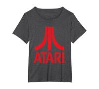 Atari Classic Rotes Logo T-Shirt, Damen Große Größen, Anthrazit Meliert, 2X