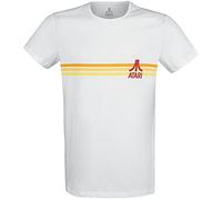 Atari Herren T-Shirt mit gestreiftem Logo, weiß, S