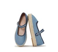 ATBELL Mary Jane Schuhe für Damen, gemütlich, geschlossene Zehenpartie, Espadrille-Flats mit verstellbarem Riemen, niedlich, für den Alltag, Freizeit, Herbst-Outfits, Denim, 39.5 EU