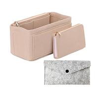 ATBUSS 1 Filz-Tragetasche Mit 1 Filz-Geldbörse, Handtaschen-Organizer, Abnehmbare Kosmetiktasche, Kosmetiktasche Mit Reißverschluss, Für Damen (Beige)