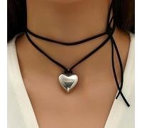 ATBUSS 2 Stück Herzförmige Halsketten Aus Retro-Er, Große Liebesförmige Halsketten, Mehrschichtige Anhängerhalsbänder, Unisex-Halsketten, Verstellbare Accessoires.