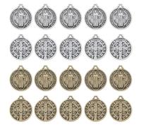 ATBUSS 20 Stück Gläubige Abzeichen Ornamente, Retro Metallanhänger, San Benito Silbermedaillons, DIY Schmuckzubehör, Geeignet Für Die Herstellung Von Halsketten, Schlüsselanhänger.