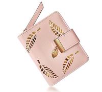 ATBUSS Damen-Geldbörse, Rosa, PU-Leder, Bifold, Hohlblatt, Knopf-Clutch, Wasserdicht, Leicht, 11,8 * 10 * 3 cm, 1 Stück