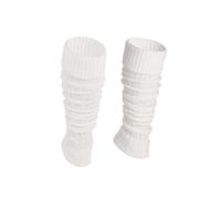 Ateena Stulpen Damen aus Wolle und Acryl, Weiche Winter Beinstulpen in Zopfmuster, Beinwärmer für Tanz, Ballett, Klobige Stiefelmanschetten in Einheitsgröße - Weiß