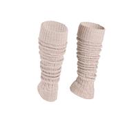 Ateena Stulpen Damen aus Wolle und Acryl, Weiche Winter Beinstulpen in Zopfmuster, Beinwärmer für Tanz, Ballett, Klobige Stiefelmanschetten in Einheitsgröße - Beige