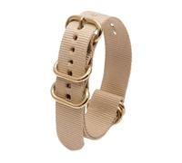 Ateldooly Canvas-Uhrenarmband, 18mm, 20mm, 22mm, Nylonband für Uhren, Ersatzarmband mit goldener Ringschnalle, Beige, 18mm