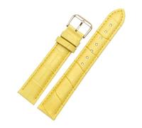 Ateldooly Ersatzlederarmband 12mm 14mm 16mm 18mm 20mm 22mm Uhrenarmbänder mit Krokodilprägung, Gelb, 15mm