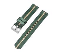 Ateldooly Gewebte Nylon-Uhrenarmbänder, 18mm, 20mm, 22mm, 24mm, Schnellverschluss-Armband für Herren, Grün Beige-Silber, 20mm