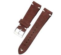 Ateldooly Uhrenarmbänder aus weichem Wildleder, 18/20/22mm, Schnellverschluss-Armband, Rindsleder-Uhrenarmband, universelle Armbänder, Braune Weißgoldschnalle, 18mm