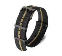 Ateldooly Uhrenarmband, 18mm, 20mm, 22mm, geripptes Nylon-Uhrenarmband für Militär-Stoffgürtel, A-Schwarz Gold Schwarz, 18mm