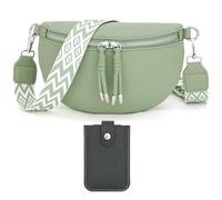 Atgbiem Bauchtasche Damen Stylisch - Umhängetasche Crossbody Bag mit Breitem Gurt und Kreditkartenhalter - Soja Grün