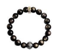 AthuAh Feng Shui Reichtum 8 mm Armband natürlicher goldener Glanz Obsidian Buddha Perlen Armband Reiki Meditation Talisman for Glück, mutiges Glück und Reichtum (Color : Golden)