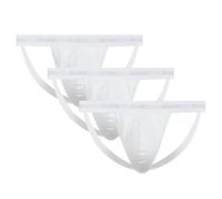 ATLANTIC UNDERWEAR 3er-Pack Herren Jockstraps - sexy Herren Unterhosen aus atmungsaktiver Baumwolle mit Elasthan, körperbetonter Schnitt & Perfekter Sitz, Weiß L