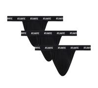 ATLANTIC UNDERWEAR Herren-String 3er-Pack - Low-Rise Schnitt, Elastischer Bund, Baumwolle-Elasthan, Unsichtbar unter Kleidung Schwarz S