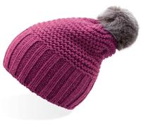Atlantis Damen Strickmütze mit Pompon 'Monte Bianco' Bommel-Mütze MOBO fuchsia/grey one size