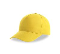 Atlantis Headwear Atlantis Recy Five Cap Klassische, strukturierte Baseballkappe, Geschwungener Schirm, Hochwertiger Klettverschluss Gelb