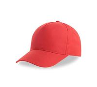 Atlantis Headwear Atlantis Recy Five Cap Klassische, strukturierte Baseballkappe, Geschwungener Schirm, Hochwertiger Klettverschluss Rot