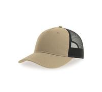 Atlantis Headwear Atlantis Zion Cap Mesh - Basecap zweifarbig aus Recyceltem Polyester Truckercap Khaki/Schwarz