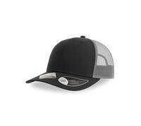 Atlantis Headwear Basecap Atlantis Bryce Cap Mesh Cap zweifarbig aus Recyceltem Polyester Truckercap Schwarz/Dunkelgrau