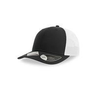 Atlantis Headwear Basecap Atlantis Bryce Cap Mesh Cap zweifarbig aus Recyceltem Polyester Truckercap Schwarz/Weiß