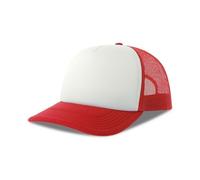 Atlantis Headwear Damen / Herren Mesh Cap Mehrfarbig 15 Farben Basecap Truckercap Kappe Cappy Weiss/Rot