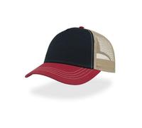 Atlantis Headwear Freizeit-Truckercap aus recyceltem Polyester-Segeltuch Navy/Burgundy/Khaki