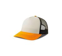 Atlantis Headwear Freizeit-Truckercap aus recyceltem Polyester-Segeltuch Weiss/Gelb