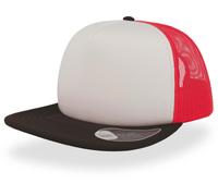 Atlantis Unisex 5-Panel Mesh Kappe mit flachem Schild Netz Cap SN90 white/red/black one size