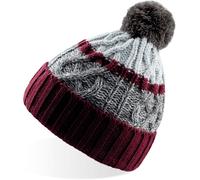 Atlantis Unisex Strickmütze mit Pompon 'Cool' Bommel-Mütze COOB burgundy/grey one size