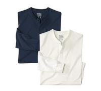 ATLAS FOR MEN - 2er Pack langärmelige Henleyshirts - Verfügbar in großen Größen von M bis 5XL