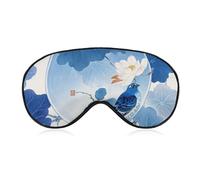 Atmungsaktive Augenmaske blau und weiß Chinesischen Stil Blume und Vogel gedruckt weiche Schlaf Augenmasken mit verstellbarem Gürtel Augenbedeckung Augenklappen Lichtblockierende Augenmaske für Büro,