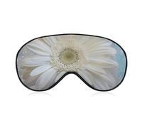 Atmungsaktive Augenmaske Glänzend Weiß Gänseblümchen Gedruckt Weiche Schlaf Augenmasken mit verstellbarem Gürtel Augenbedeckung Augenklappen Lichtblockierende Augenmaske für Büro, Nickerchen Reisen