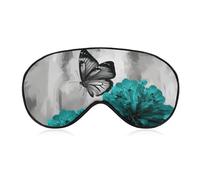 Atmungsaktive Augenmaske, grau, blaugrün, Blume, Schmetterling, bedruckt, weiche Schlafmasken mit verstellbarem Riemen, Augenklappen, lichtblockierende Augenmaske für Büro, Nickerchen, Reisen