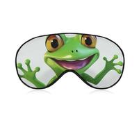 Atmungsaktive Augenmaske, grüner Frosch, bedruckt, weiche Schlafmasken mit verstellbarem Riemen, Augenklappen, lichtblockierende Augenmaske für Büro, Nickerchen, Reisen