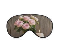 Atmungsaktive Augenmaske, Kerzen, schöne Blumen, bedruckt, weiche Schlafmasken mit verstellbarem Riemen, Augenklappen, lichtblockierende Augenmaske für Büro, Nickerchen, Reisen